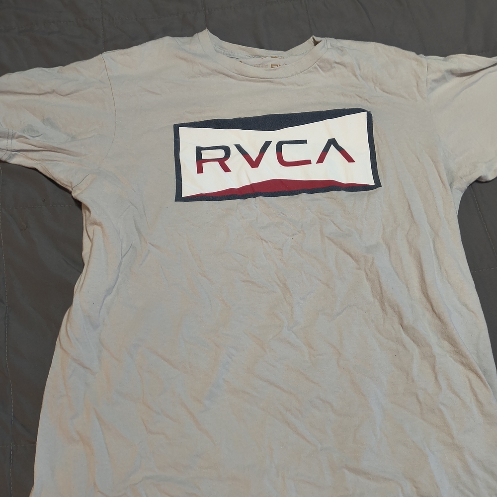 RVCA Light Gray Short Sleeve Tee with Logo